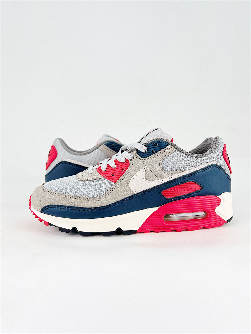 Men's Running weapon Air Max 90 Grey/Navy/Red Shoes 0105